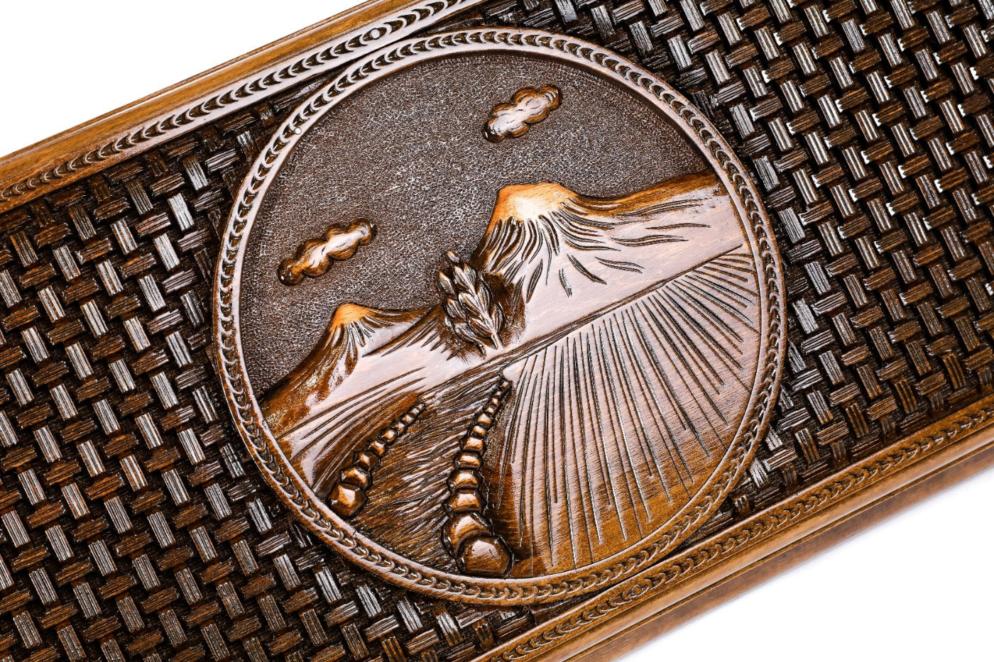 The interior view of the open Hrachya Ohanyan Ararat set highlighting the smooth wood finish and professional pips.