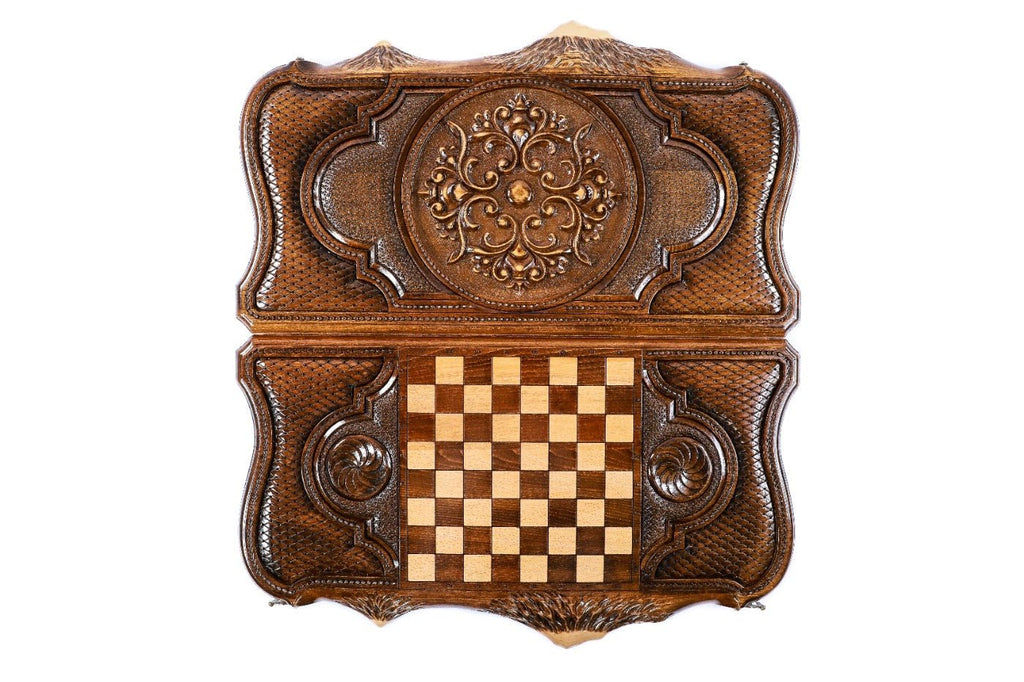 Backgammon Board - Ornamental Motif Wooden Design - Unumperfectus