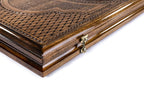 Classic Eternity backgammon board - playing pieces and dice arranged on the board