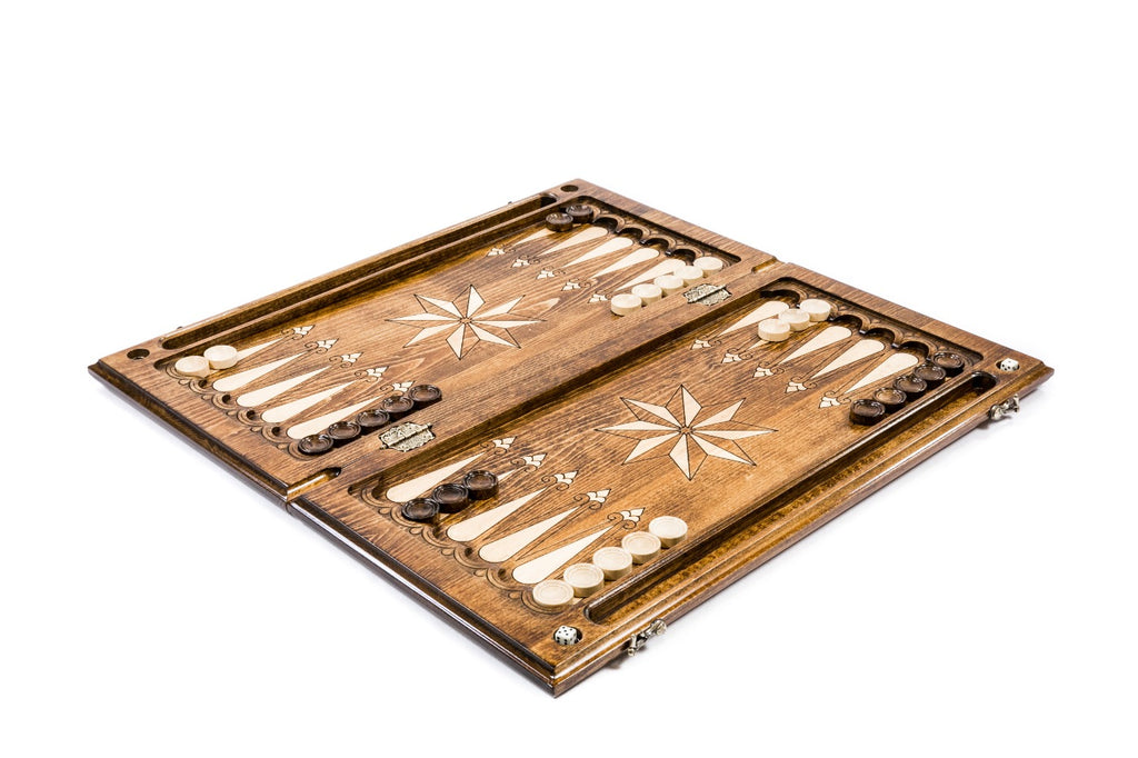 A close-up view of the eagle's wings and the Octagram's geometric points, showcasing the depth of the solid wood craftsmanship.