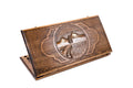 A frontal shot of the closed Mount Ararat classic backgammon board showing the detailed mountain peak relief carving.