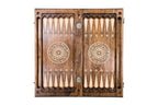 Mount Ararat backgammon board - playing pieces and dice arranged on the board