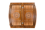Pomegranate Grapes backgammon board - playing pieces and dice arranged on the board