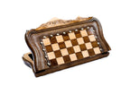 luxury wooden chess set with bronze accents