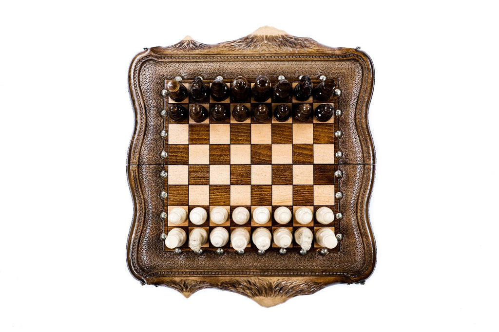 Mount Ararat Chess Set – Wooden Chess Set with Bronze Details - Unumperfectus