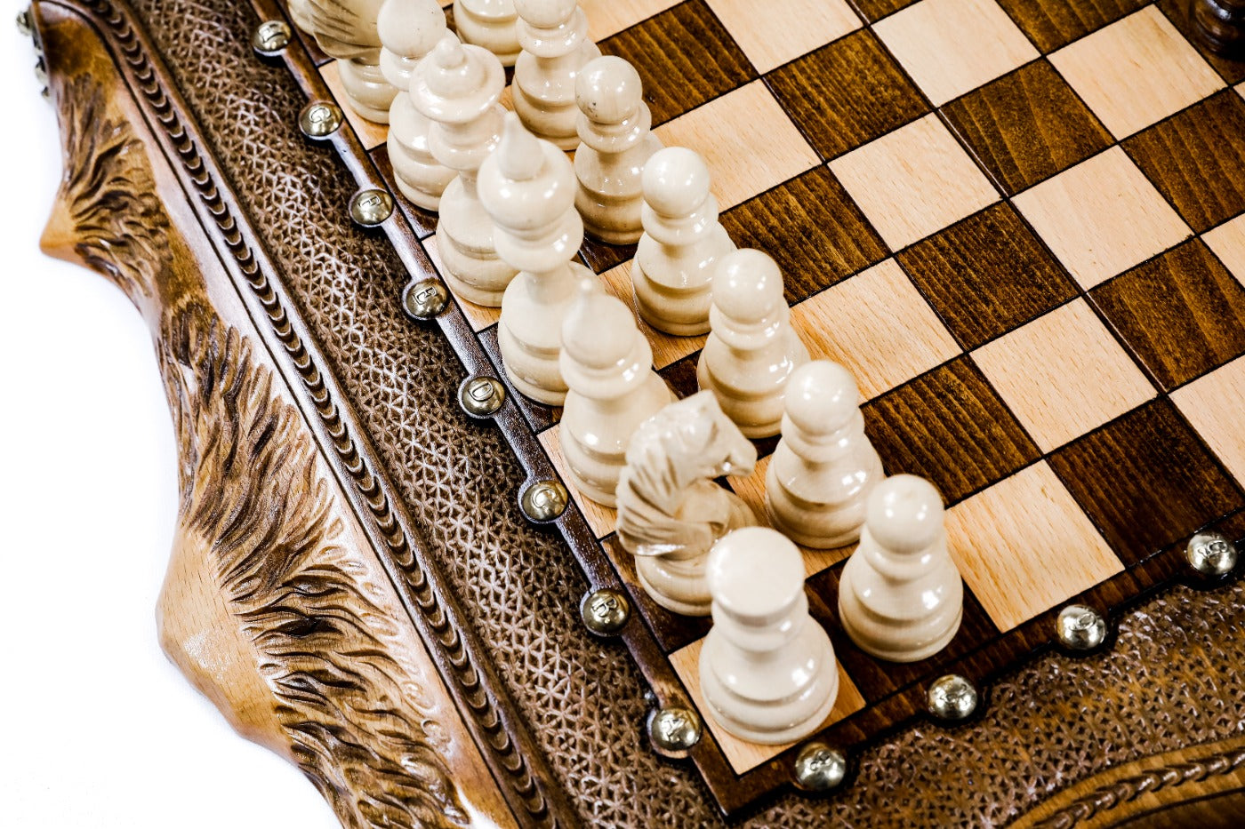 Mount Ararat Chess Set – Wooden Chess Set with Bronze Details - Unumperfectus