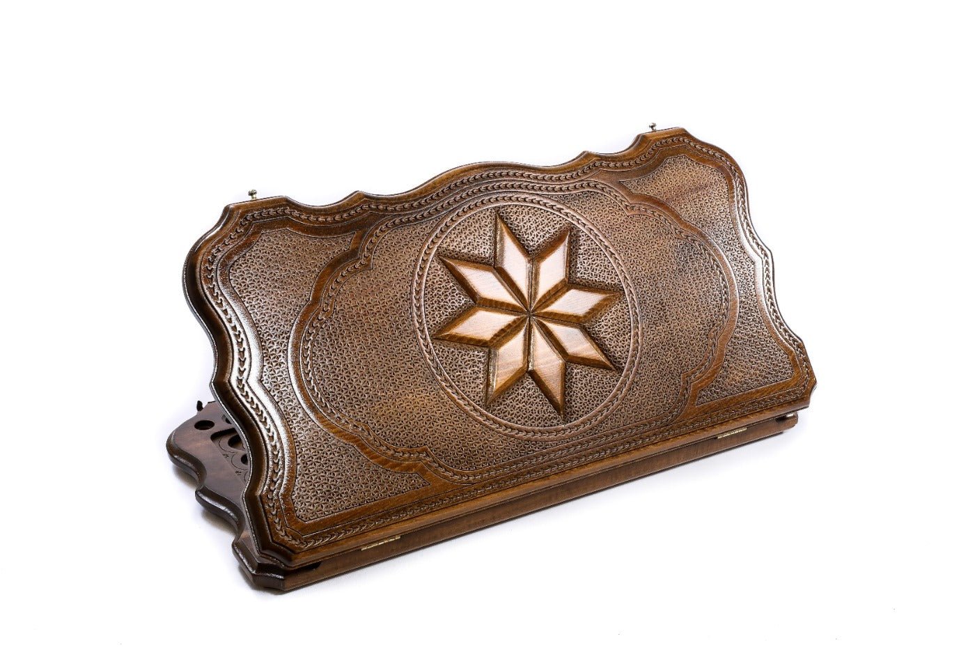 Wooden backgammon board with Octagram geometric design 23.6 inch