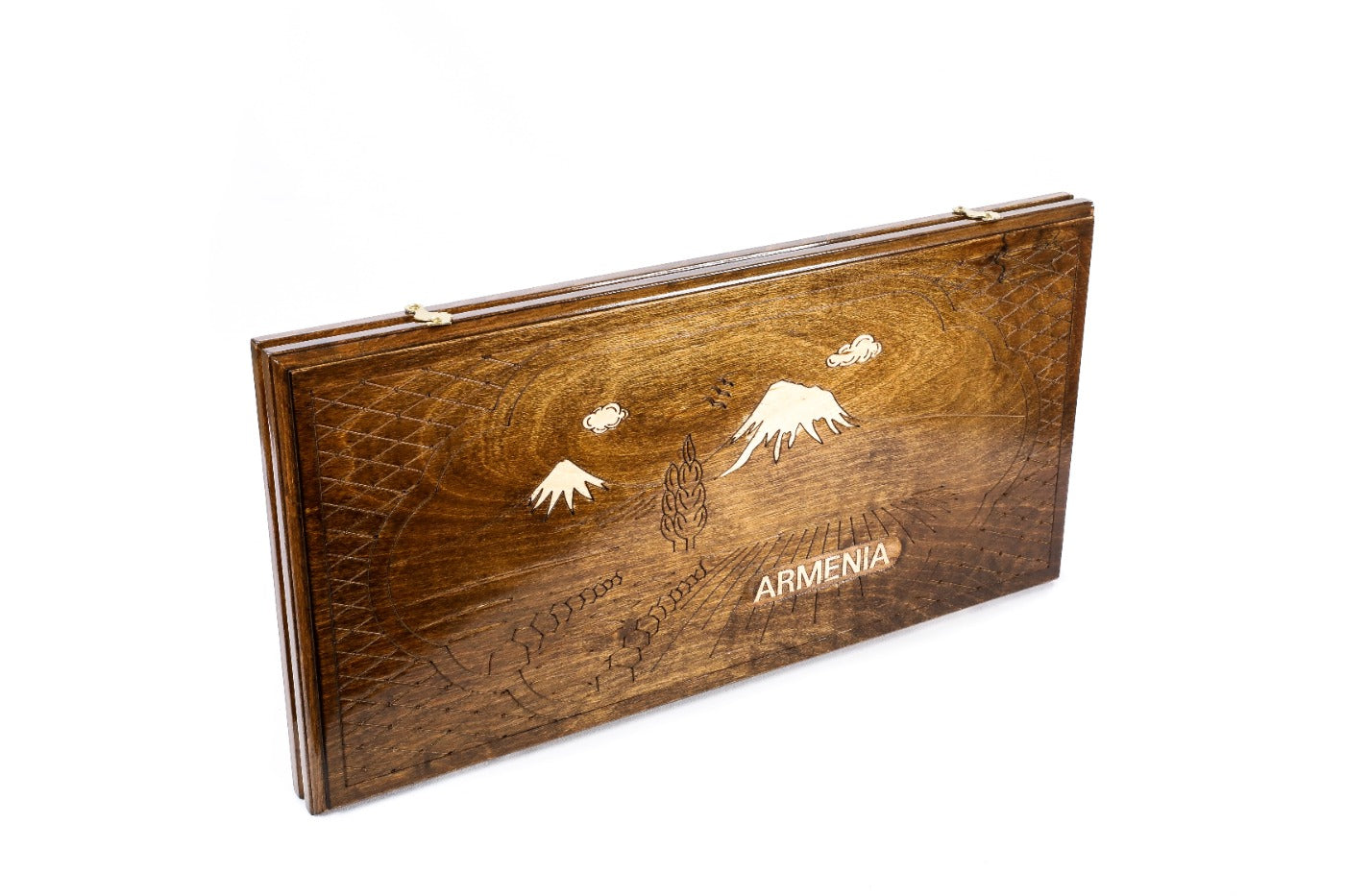 Large Armenian backgammon board with cultural motif craftsmanship