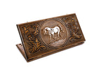 Wooden backgammon board with horse design 23.6 inch