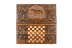 Horse Classic backgammon set in wood by Hrachya Ohanyan