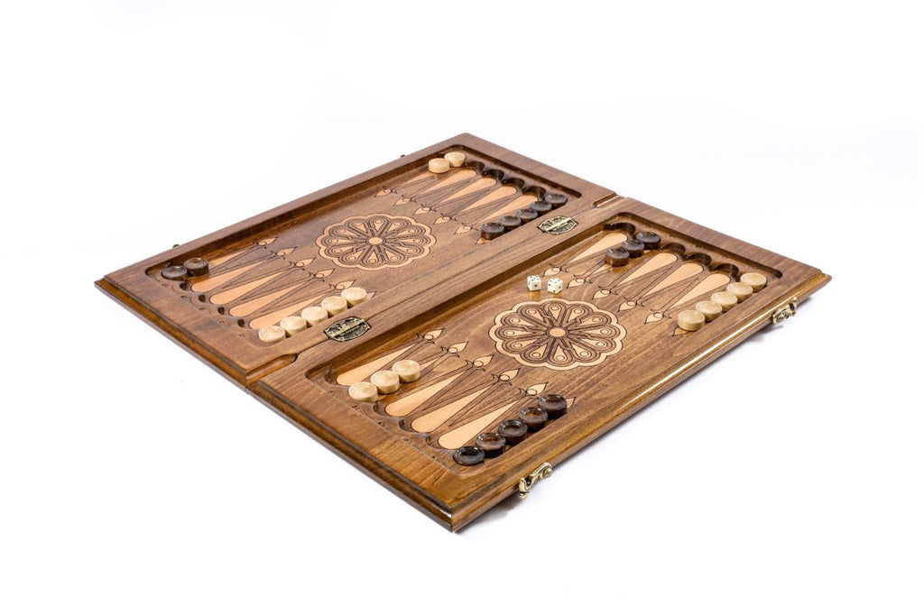 Wooden Backgammon Board Ornamental Classic 19.7" | 50 cm - Unumperfectus