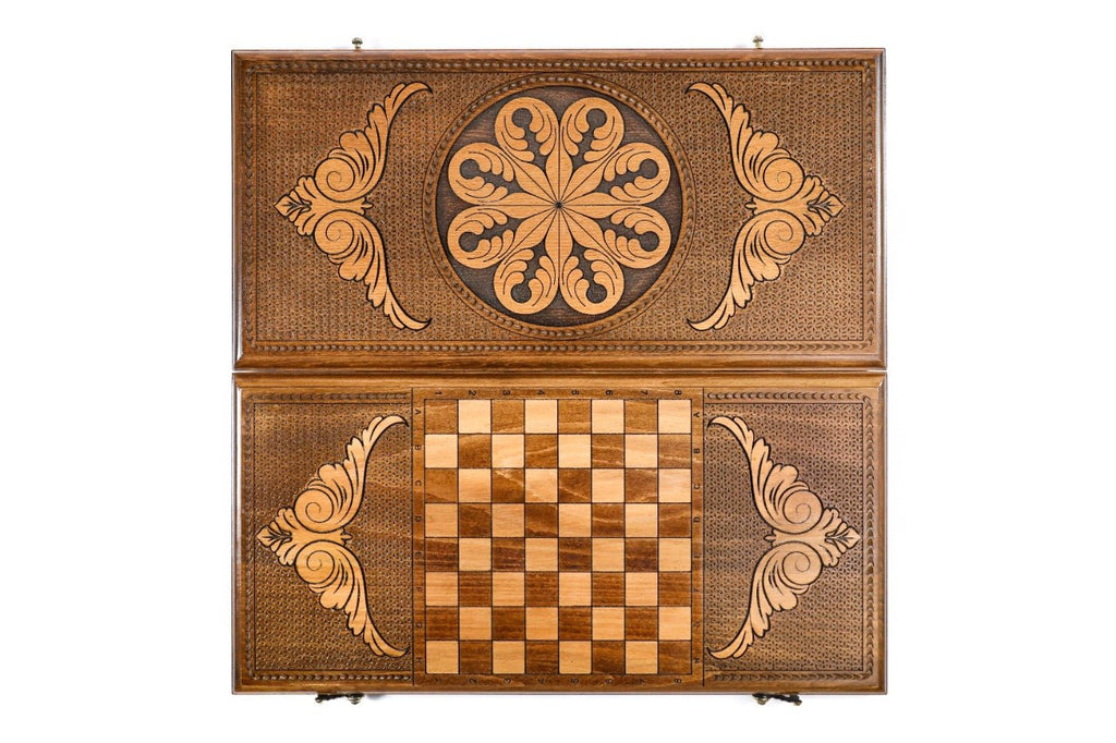 Wooden Backgammon Board Ornamental Classic 19.7" | 50 cm - Unumperfectus