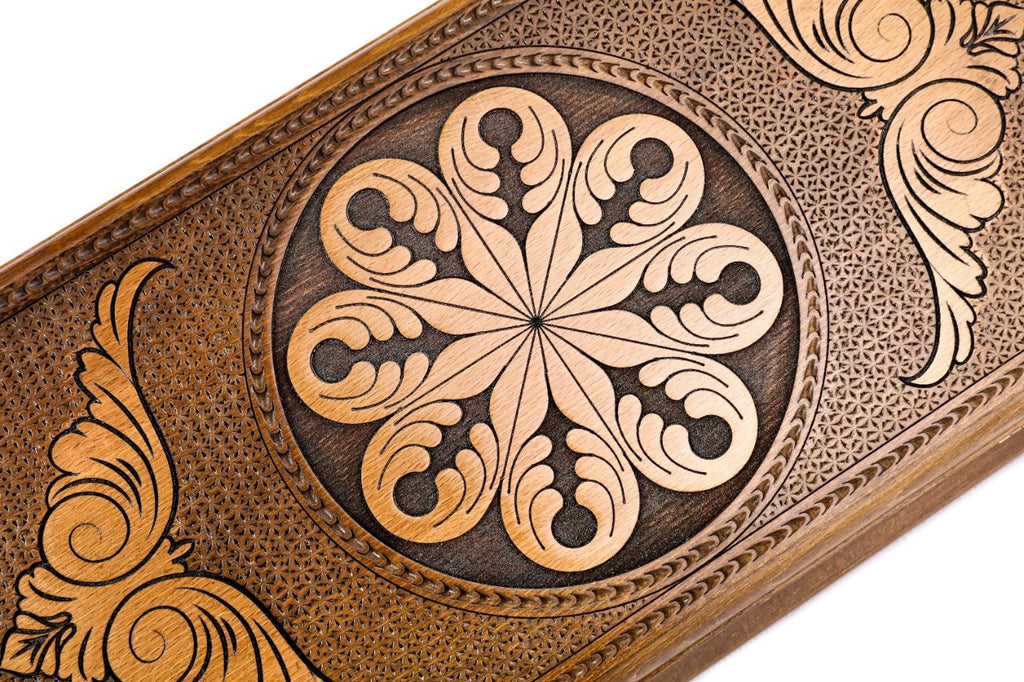 Wooden Backgammon Board Ornamental Classic 19.7" | 50 cm - Unumperfectus