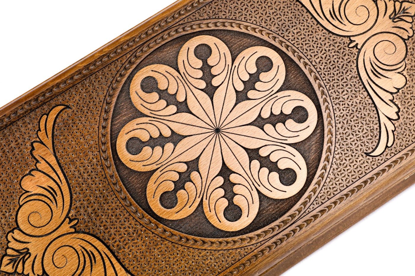 Wooden Backgammon Board Ornamental Classic 19.7" | 50 cm - Unumperfectus