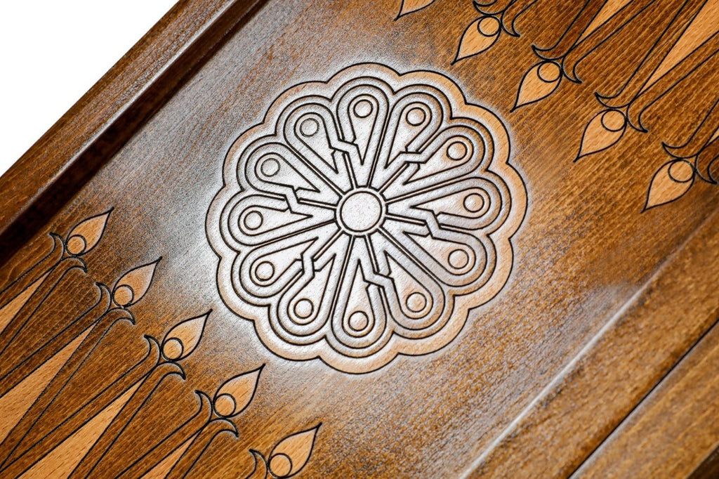 Wooden Backgammon Board Ornamental Classic 19.7" | 50 cm - Unumperfectus