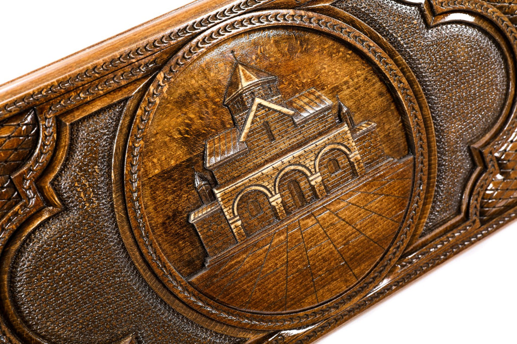 The interior view of the open Hrachya Ohanyan St. Gayane set highlighting the smooth wood finish and professional pips.