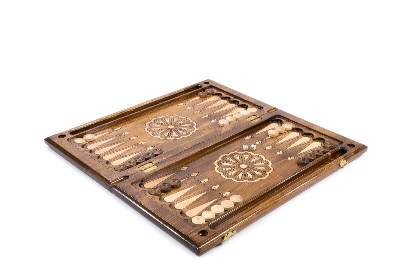 Large Armenian backgammon board with cultural motif craftsmanship