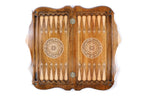 Coat of Arms of Armenia backgammon board - playing pieces and dice arranged on the board