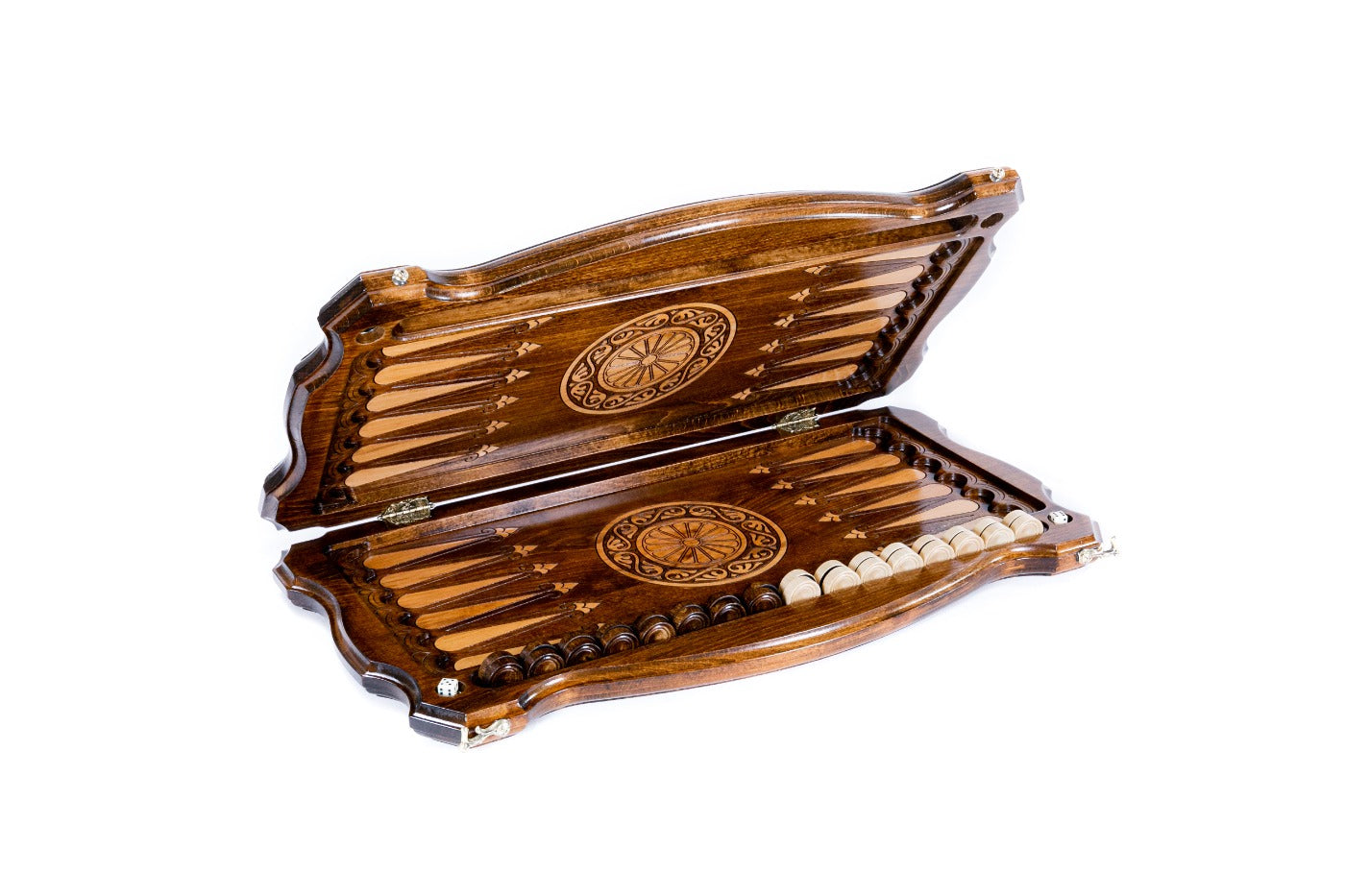 Two-Sided Octagram Wooden Backgammon & Checkers Board - Unumperfectus