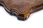 Two Sided Octagram Checkers Board backgammon board - close-up of the carved design