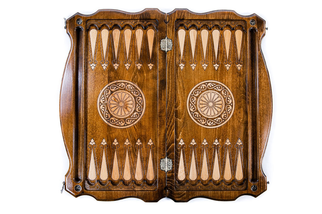 Two-Sided Octagram Wooden Backgammon & Checkers Board - Unumperfectus