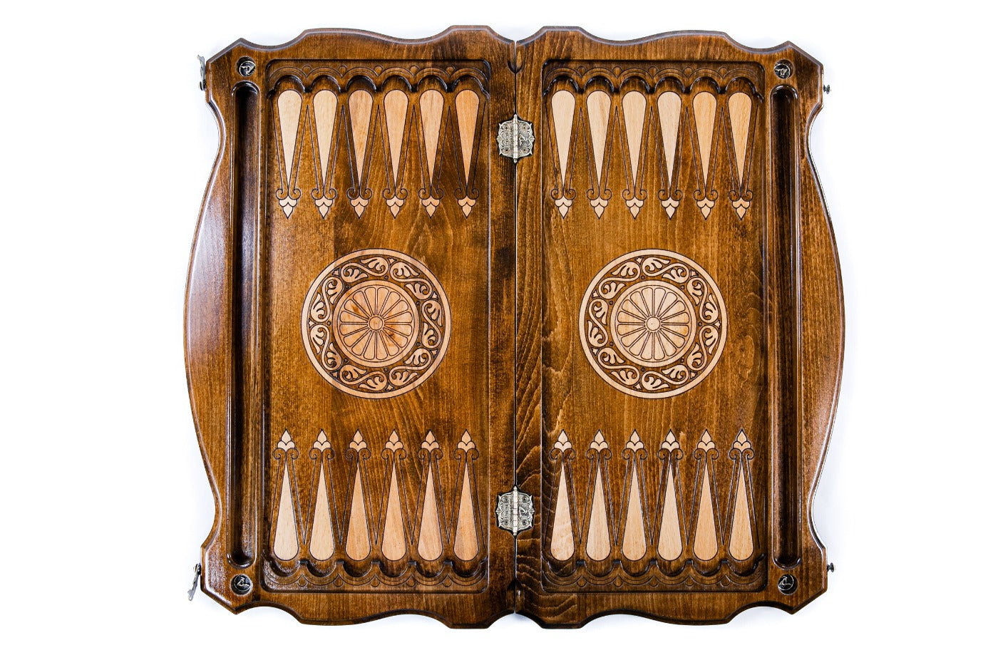 Two-Sided Octagram Wooden Backgammon & Checkers Board - Unumperfectus