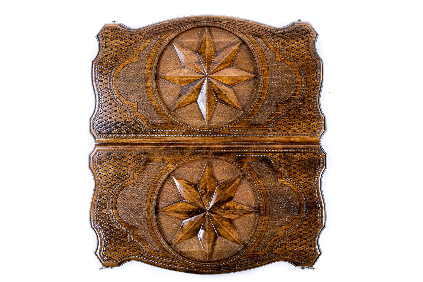 Two-Sided Octagram Wooden Backgammon & Checkers Board - Unumperfectus