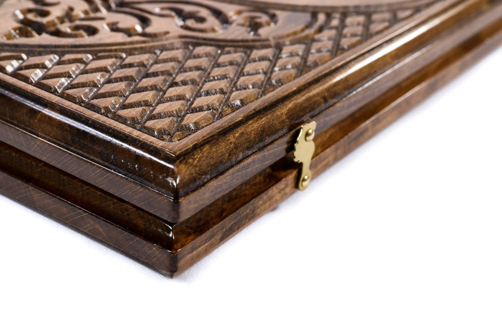 Wooden Backgammon Board Carved Tiger 23.6" | 60 cm - Unumperfectus