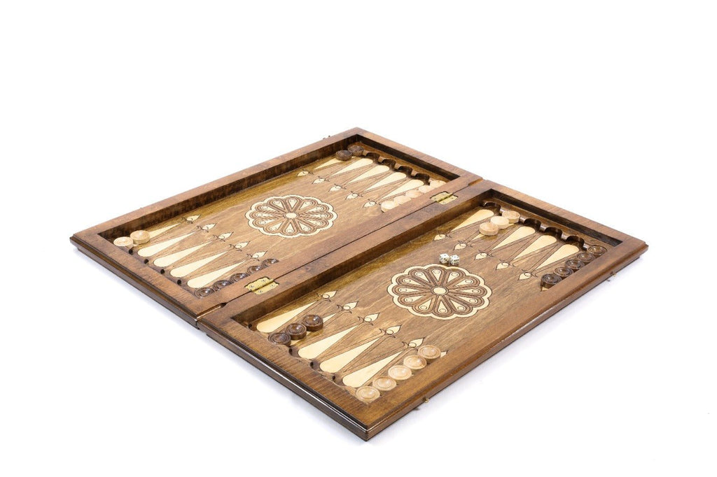 Wooden Backgammon Set  Ornamental Motif 23.6" | 60 cm - Unumperfectus