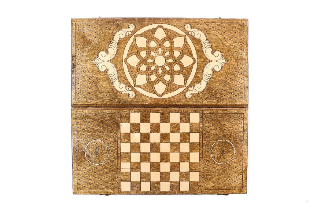 Wooden Backgammon Set  Ornamental Motif 23.6" | 60 cm - Unumperfectus