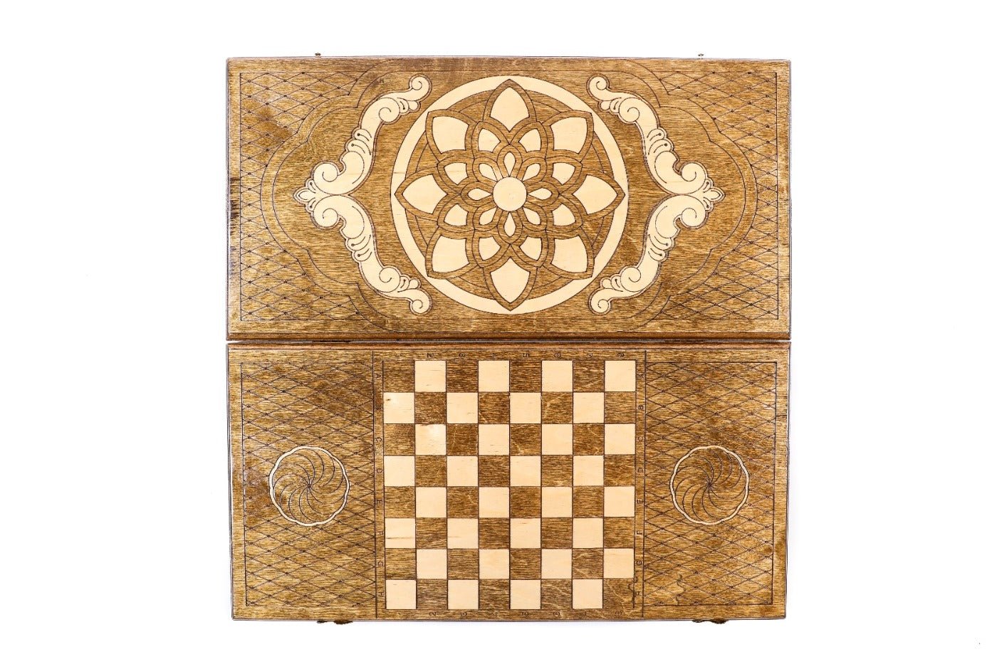 Wooden Backgammon Set  Ornamental Motif 23.6" | 60 cm - Unumperfectus
