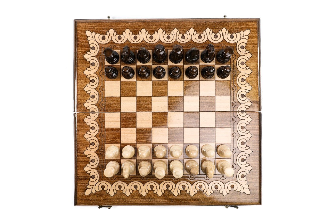 Wooden Classic Chess Set With Ornaments 19.7" | 50 cm - Unumperfectus