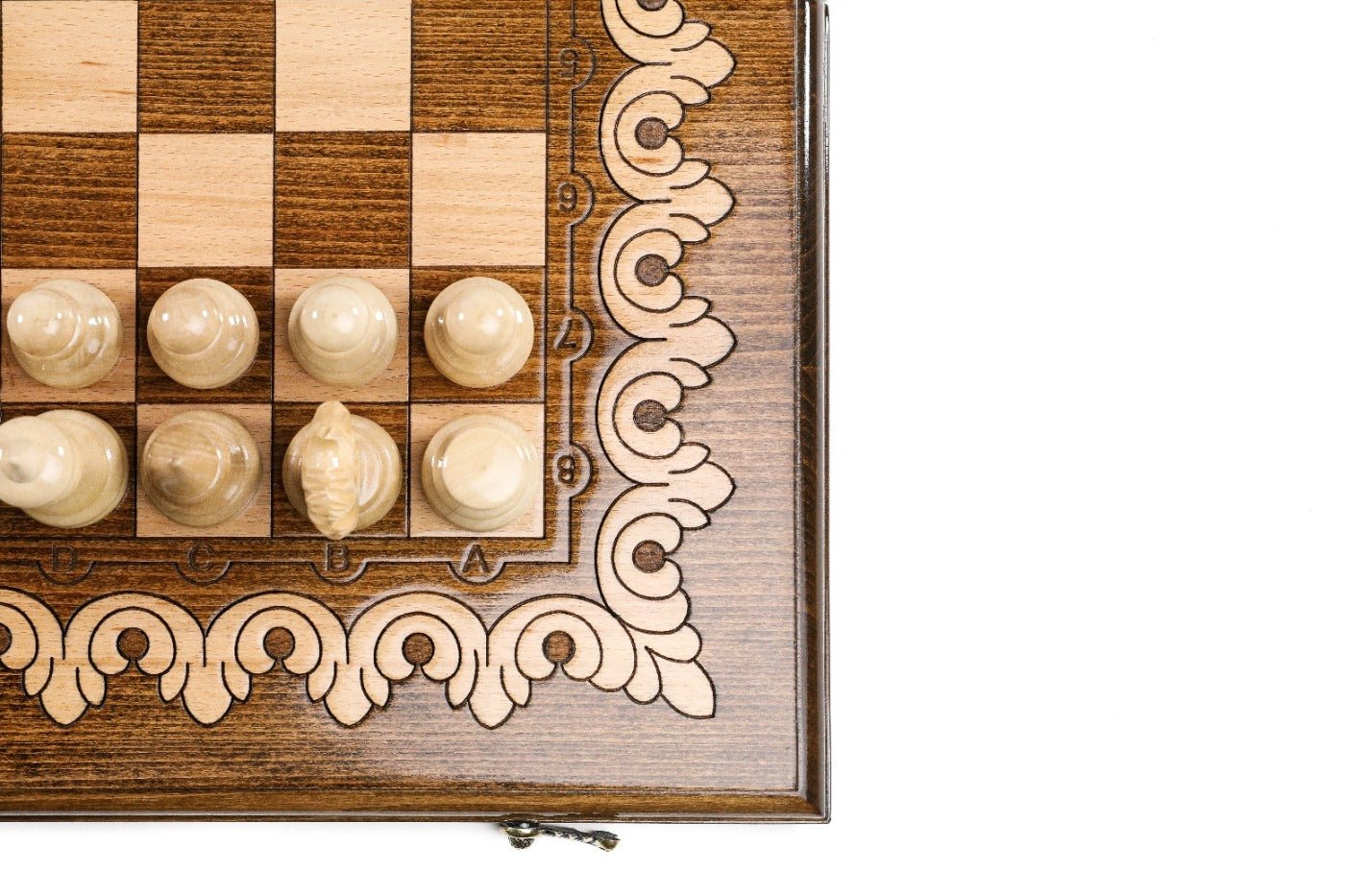 Wooden Classic Chess Set With Ornaments 19.7" | 50 cm - Unumperfectus