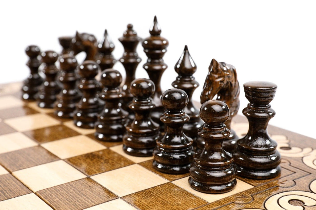 Wooden Classic Chess Set With Ornaments 19.7" | 50 cm - Unumperfectus