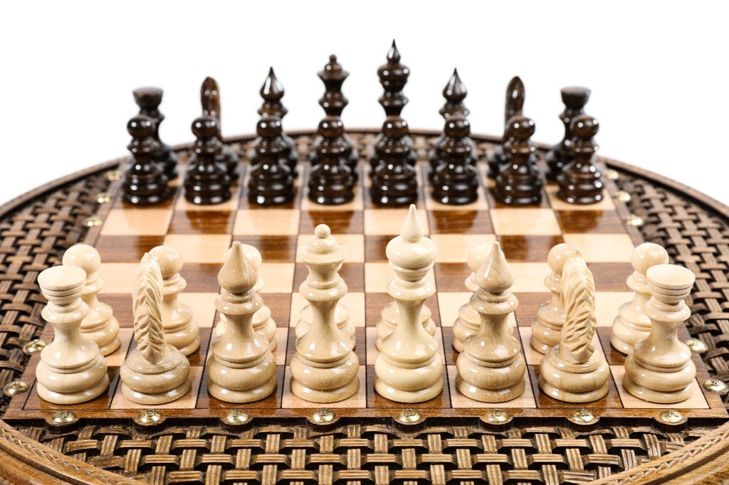 Chess Set - Circular Ornamental Weave Wood - Unumperfectus