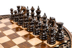 Circular Ornamental Weave chess set - side profile of the board