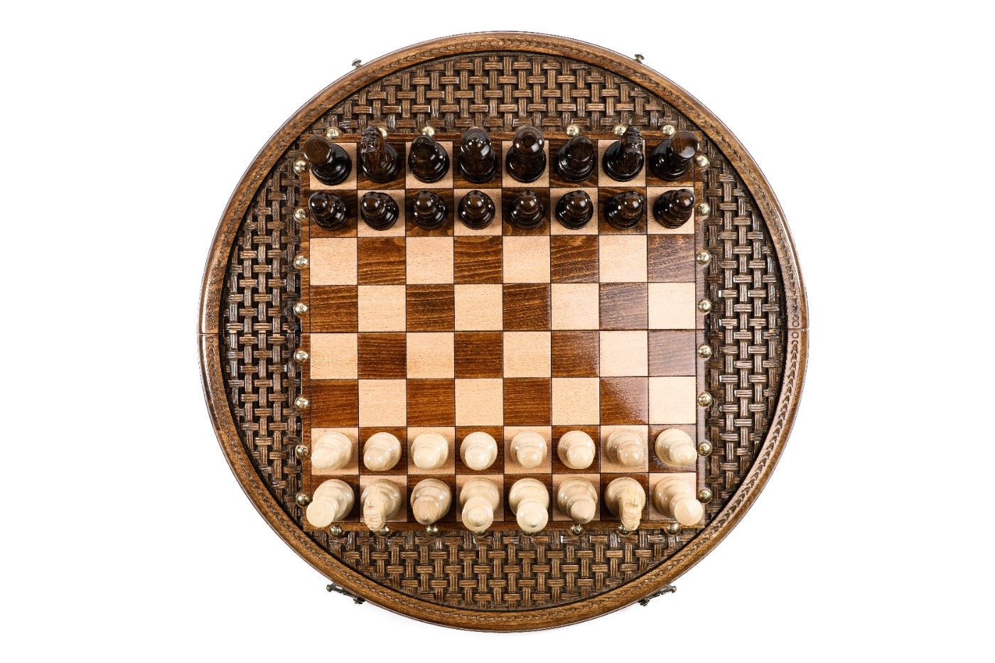 Chess Set - Circular Ornamental Weave Wood - Unumperfectus