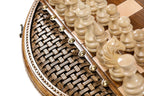 Circular Ornamental Weave chess set - angled view showing the craftsmanship