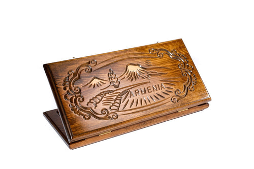 Armenian backgammon set with Ararat inspired design 19.7 inch