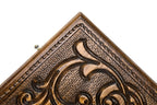 Bull backgammon board - close-up of the carved design