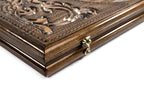 Bull backgammon board - playing pieces and dice arranged on the board