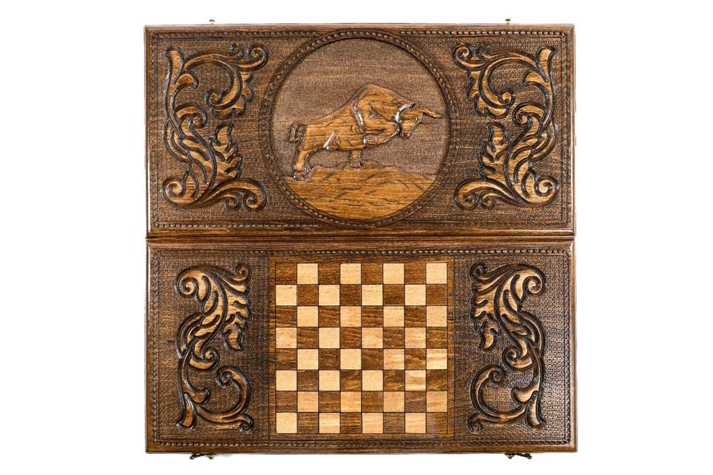 Wooden Backgammon Board Bull 23.6" | 60 cm - Unumperfectus