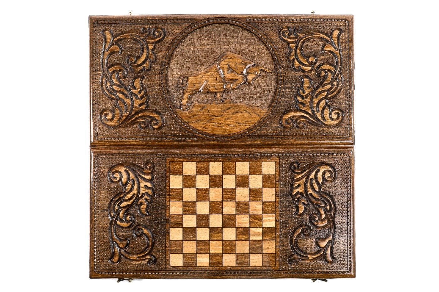 Wooden Backgammon Board Bull 23.6" | 60 cm - Unumperfectus