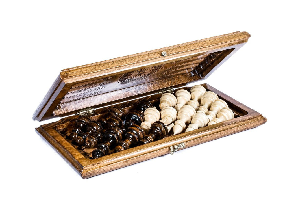 Handcrafted Chess Set & Backgammon 40 cm | 15.7" - Unumperfectus