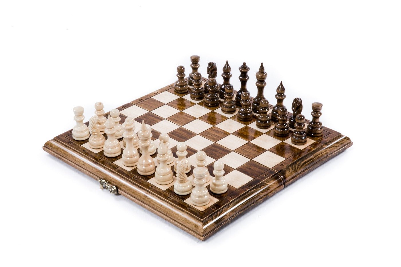 Classic wooden chess set and backgammon board carved from solid beech wood — by Hrachya Ohanyan