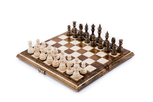 Classic wooden chess set and backgammon board carved from solid beech wood — by Hrachya Ohanyan