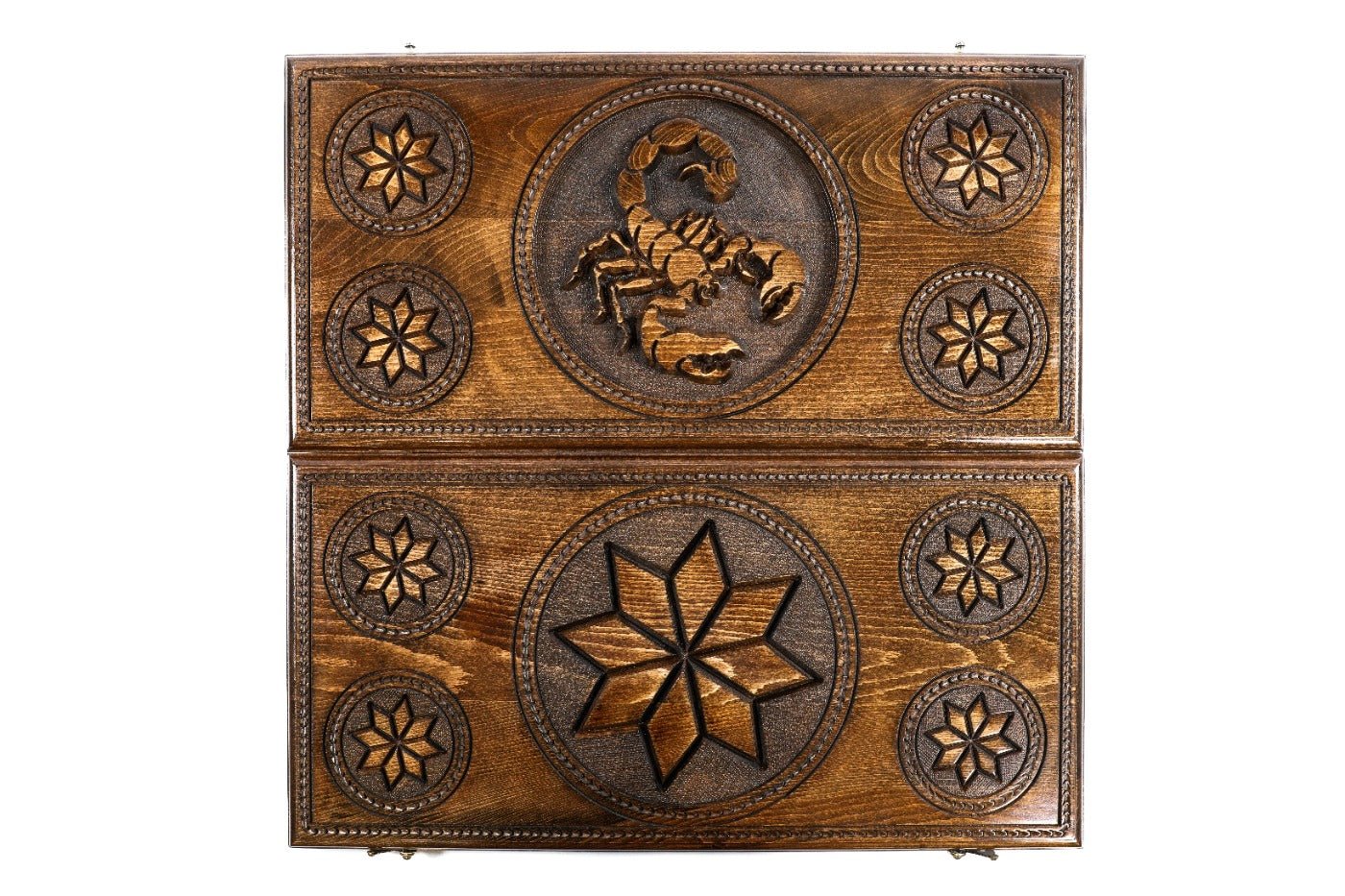 Wooden Backgammon Board Octagram Scorpion 23.6" | 60 cm - Unumperfectus