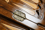Lalesh Temple Design backgammon board - playing pieces and dice arranged on the board