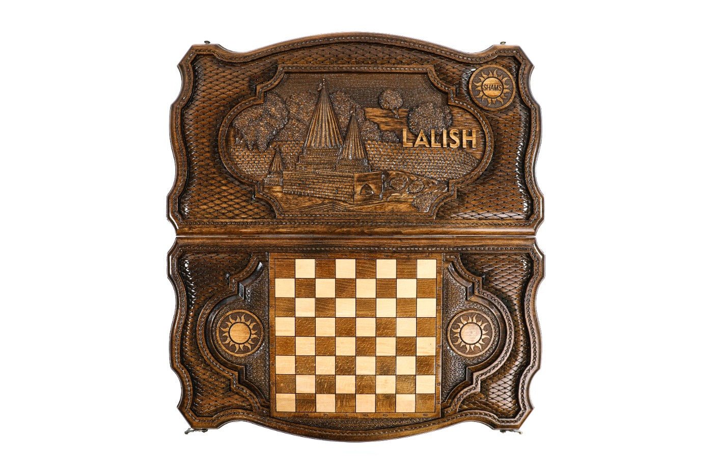 Backgammon Board - Lalesh Temple Wooden Design - Unumperfectus