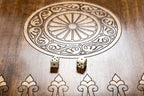 Ornamental Bas Relief Design backgammon board - close-up of the playing surface